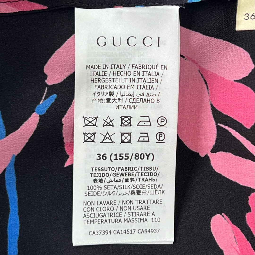 Great GUCCI blouse Floral Pattern Bow Tie multicolor silk Women 36 643269