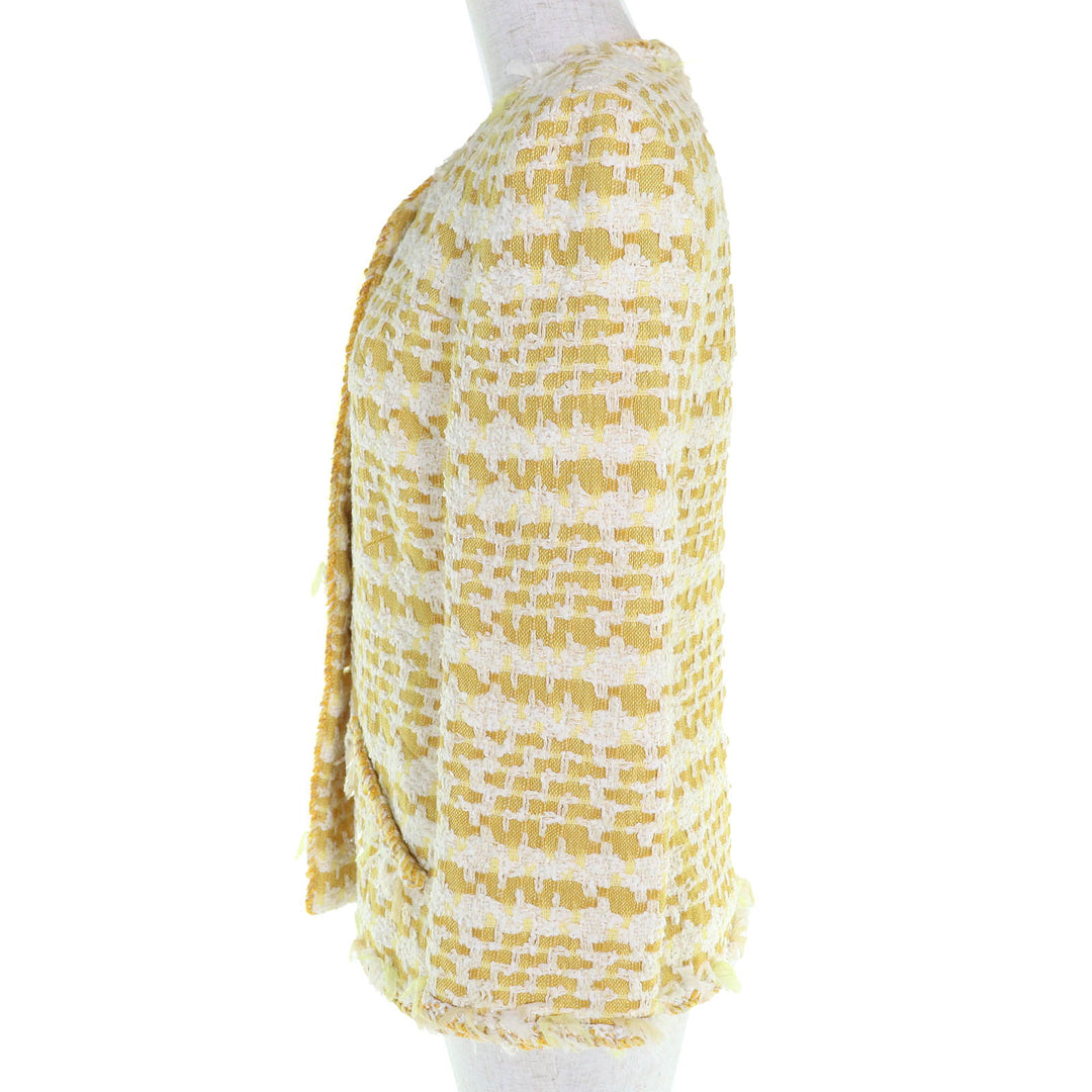 美品 CHANEL ノーカラージャケット ココマーク クリアボタン ツイード 36 18S P58787