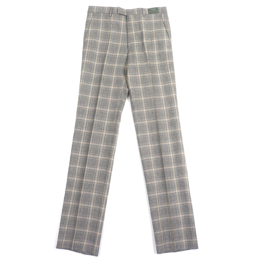 Pristine GUCCI slacks Check Pattern Pants gray linen mens 44