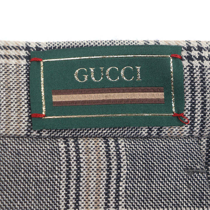 Pristine GUCCI slacks Check Pattern Pants gray linen mens 44