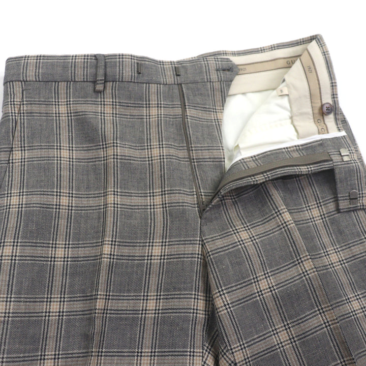Pristine GUCCI slacks Check Pattern Pants gray linen mens 44