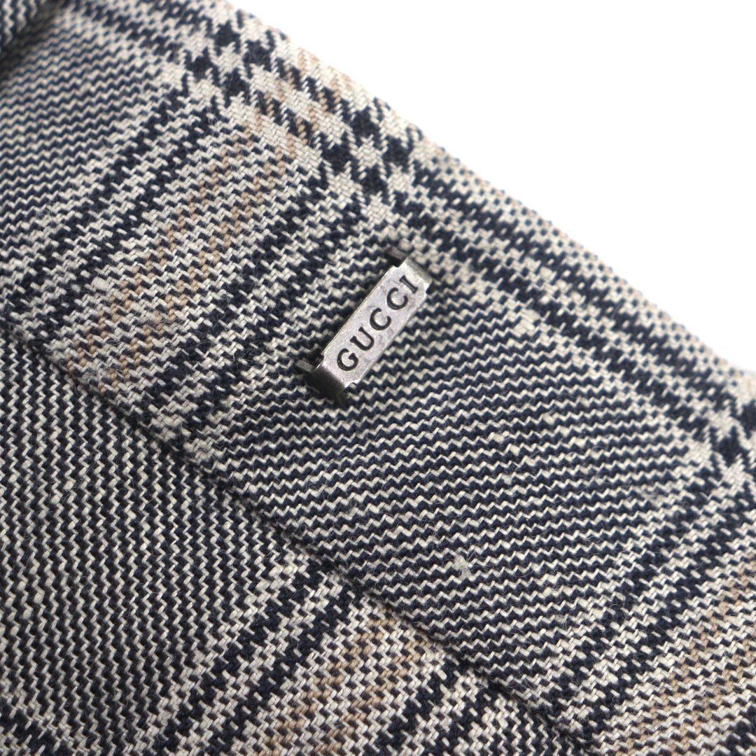 Pristine GUCCI slacks Check Pattern Pants gray linen mens 44