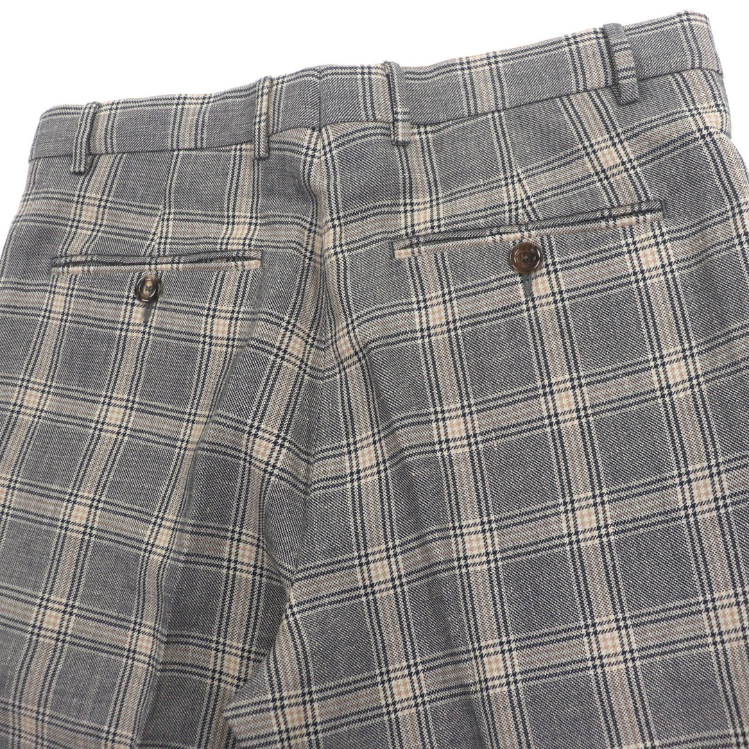 Pristine GUCCI slacks Check Pattern Pants gray linen mens 44