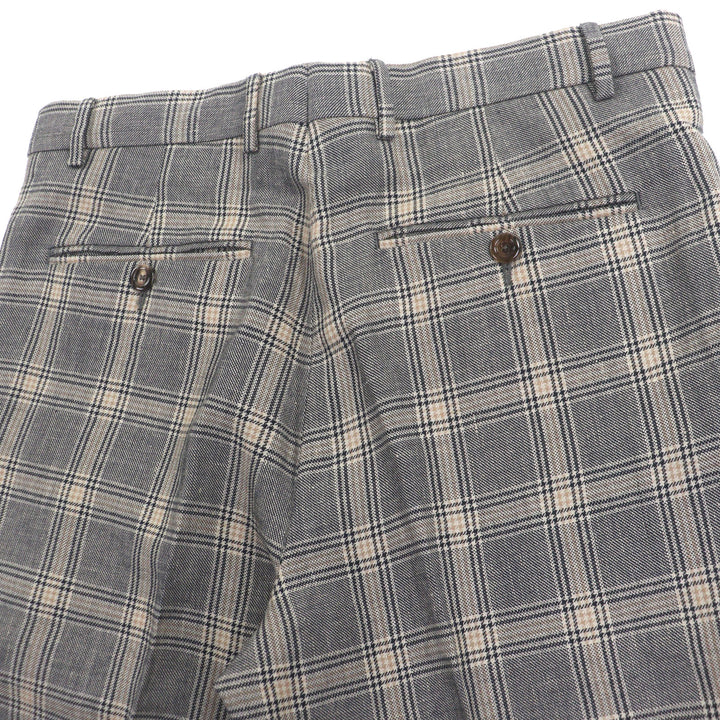 Pristine GUCCI slacks Check Pattern Pants gray linen mens 44