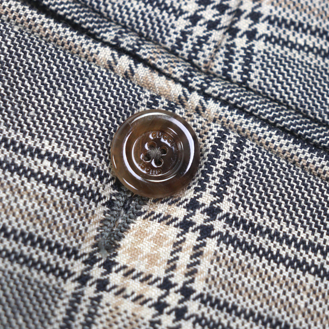 Pristine GUCCI slacks Check Pattern Pants gray linen mens 44