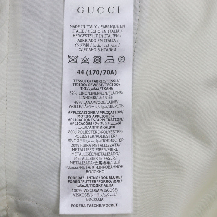 Pristine GUCCI slacks Check Pattern Pants gray linen mens 44