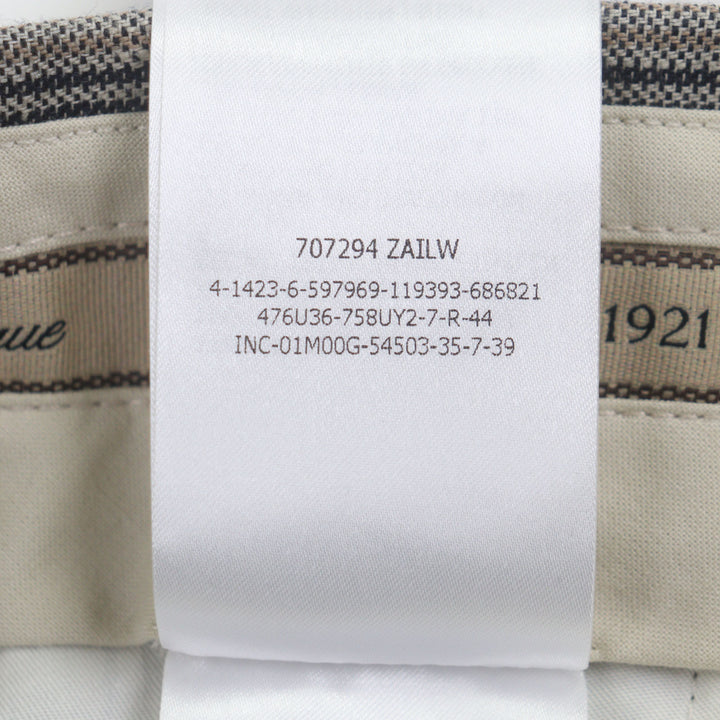 Pristine GUCCI slacks Check Pattern Pants gray linen mens 44