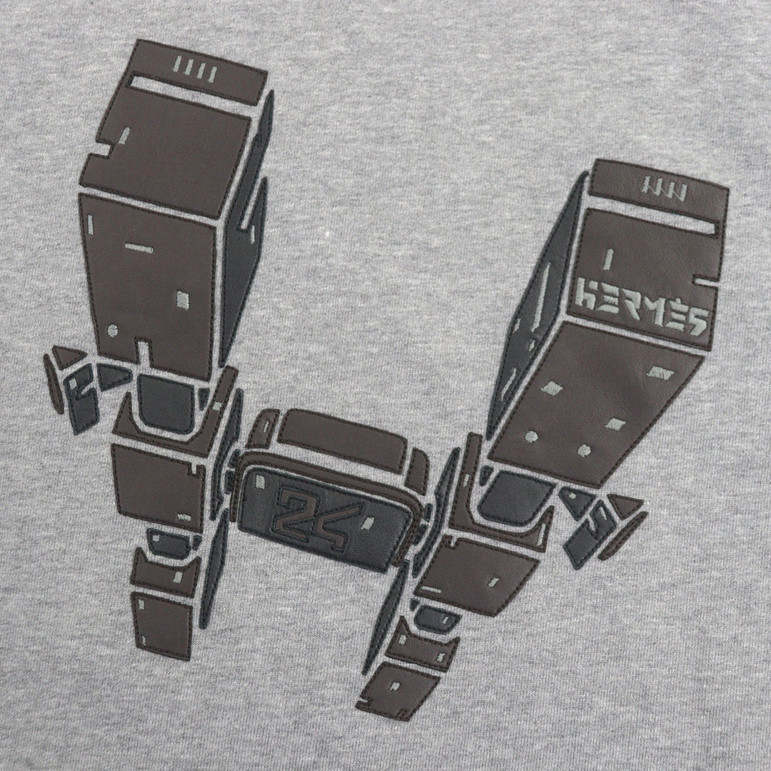 Great HERMES sweat オデッセイ crew neck short sleeve pullover gray cotton mens L