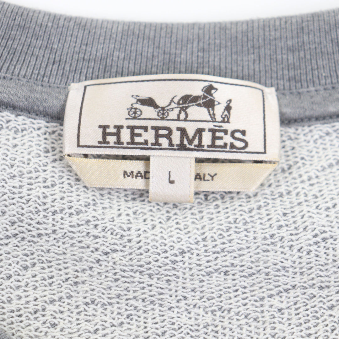 Great HERMES sweat オデッセイ crew neck short sleeve pullover gray cotton mens L