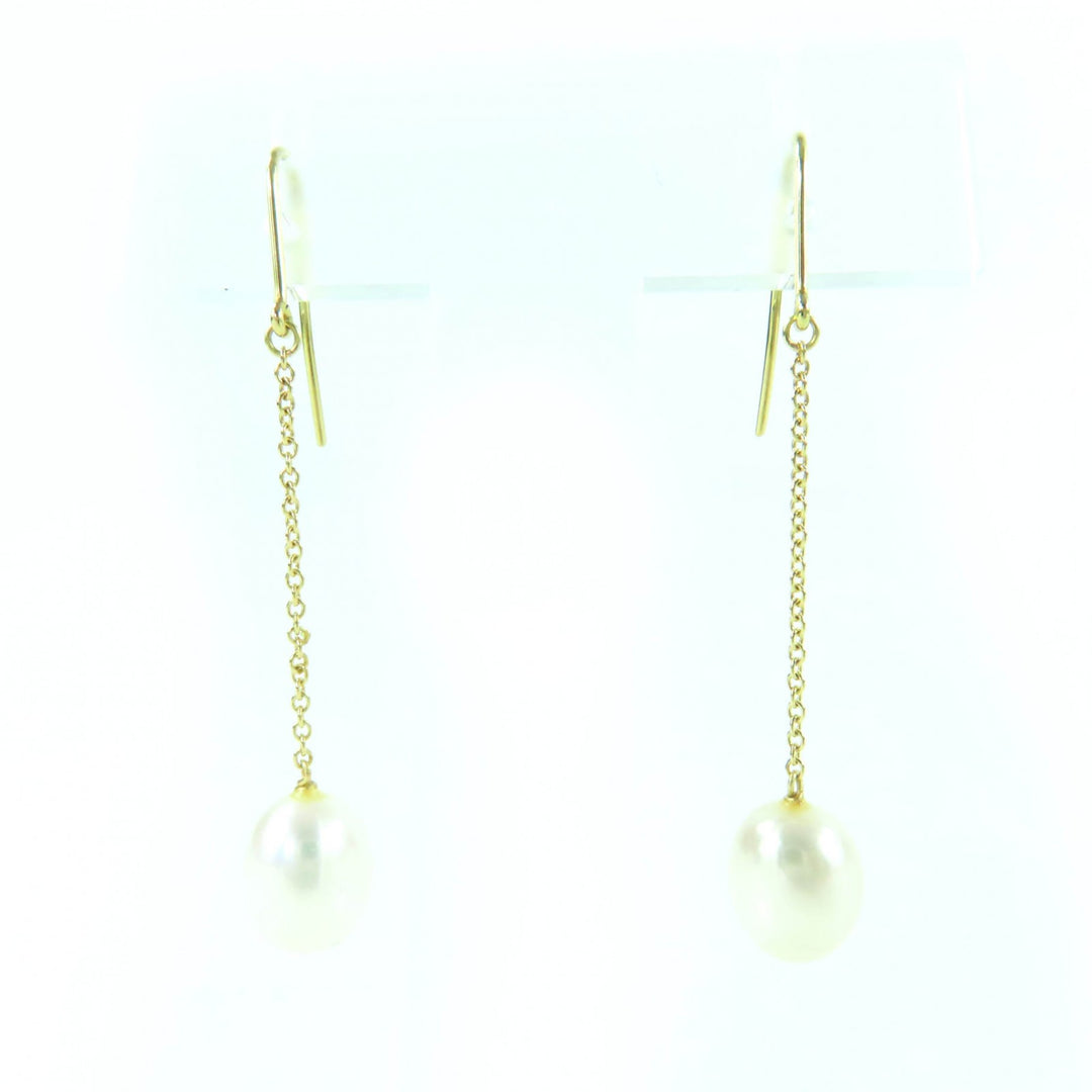Great TIFFANY&Co. By the Yard Freshwater Pearl Drop Pierce K18 750(YG) gold