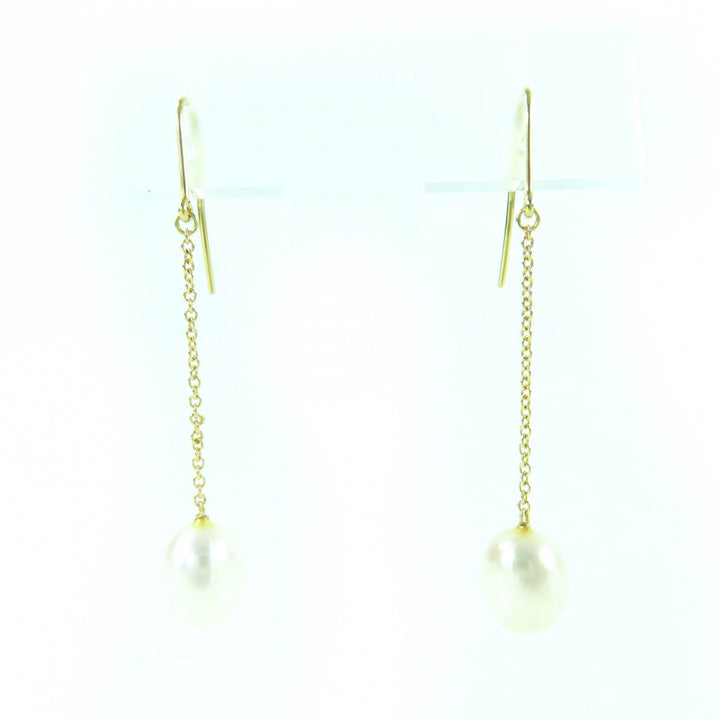 Great TIFFANY&Co. By the Yard Freshwater Pearl Drop Pierce K18 750(YG) gold