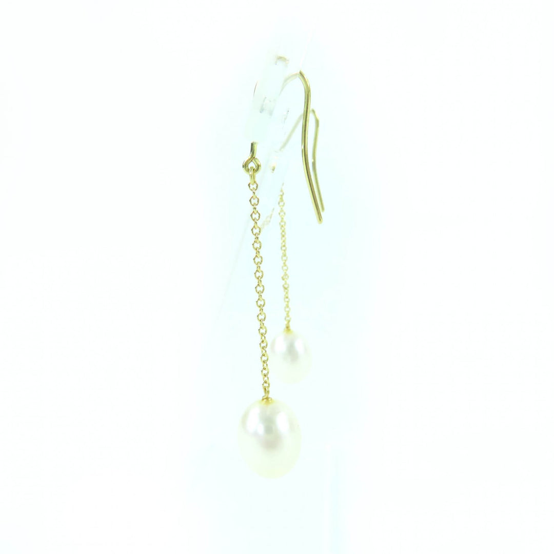 Great TIFFANY&Co. By the Yard Freshwater Pearl Drop Pierce K18 750(YG) gold