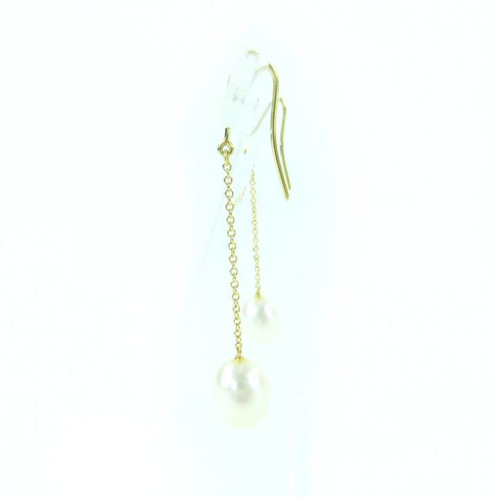 Great TIFFANY&Co. By the Yard Freshwater Pearl Drop Pierce K18 750(YG) gold