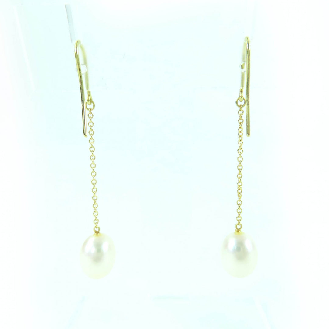 Great TIFFANY&Co. By the Yard Freshwater Pearl Drop Pierce K18 750(YG) gold