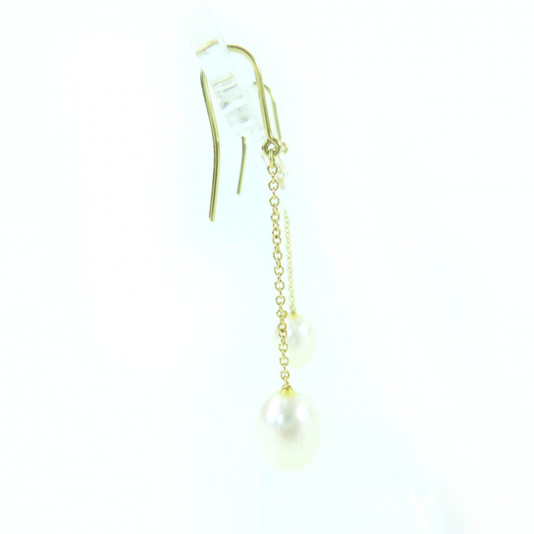 Great TIFFANY&Co. By the Yard Freshwater Pearl Drop Pierce K18 750(YG) gold