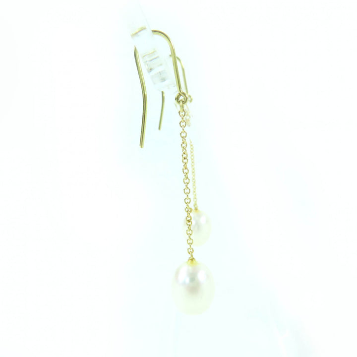 Great TIFFANY&Co. By the Yard Freshwater Pearl Drop Pierce K18 750(YG) gold