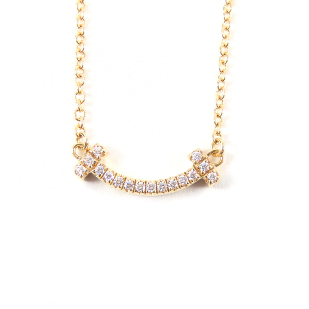 Excellent TIFFANY&Co. Necklace Smile Pendant Yellow Gold 18K Women