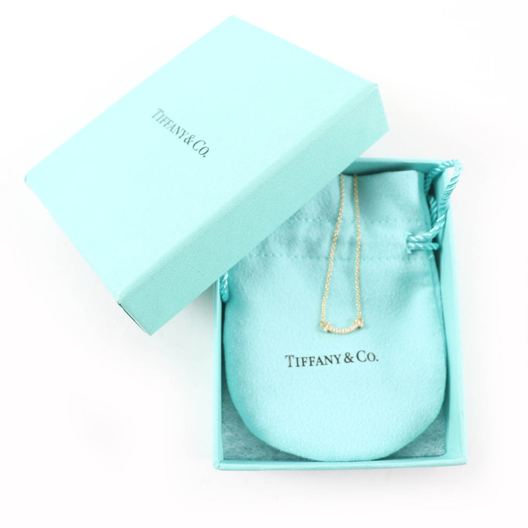 Excellent TIFFANY&Co. Necklace Smile Pendant Yellow Gold 18K Women