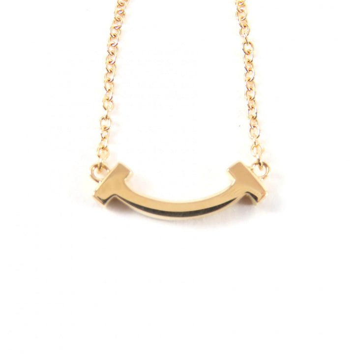 Excellent TIFFANY&Co. Necklace Smile Pendant Yellow Gold 18K Women