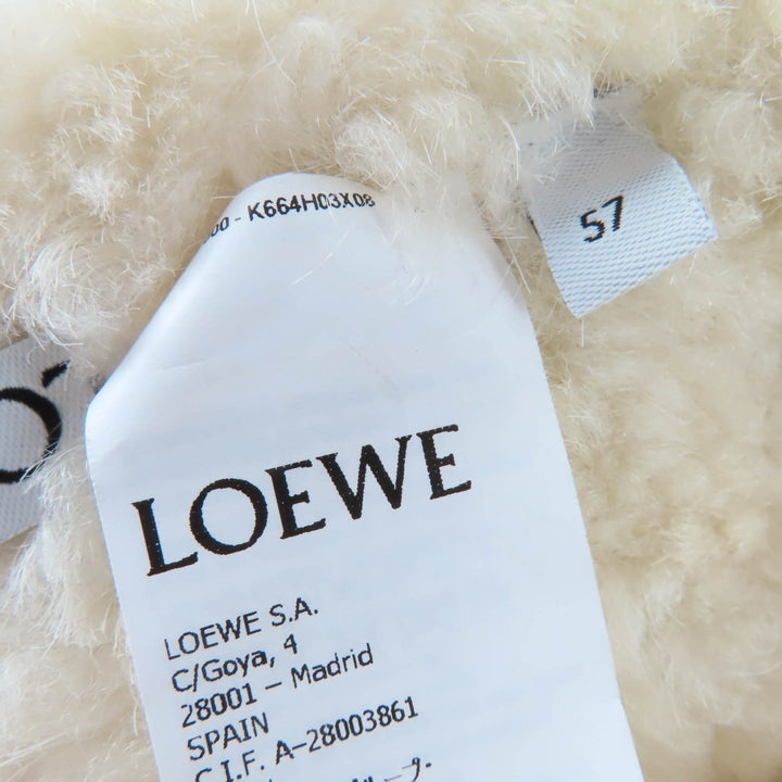 素晴らしいLOEWE帽子ロゴレザーシアリングバケットハットブラウンラムレザーレディース57