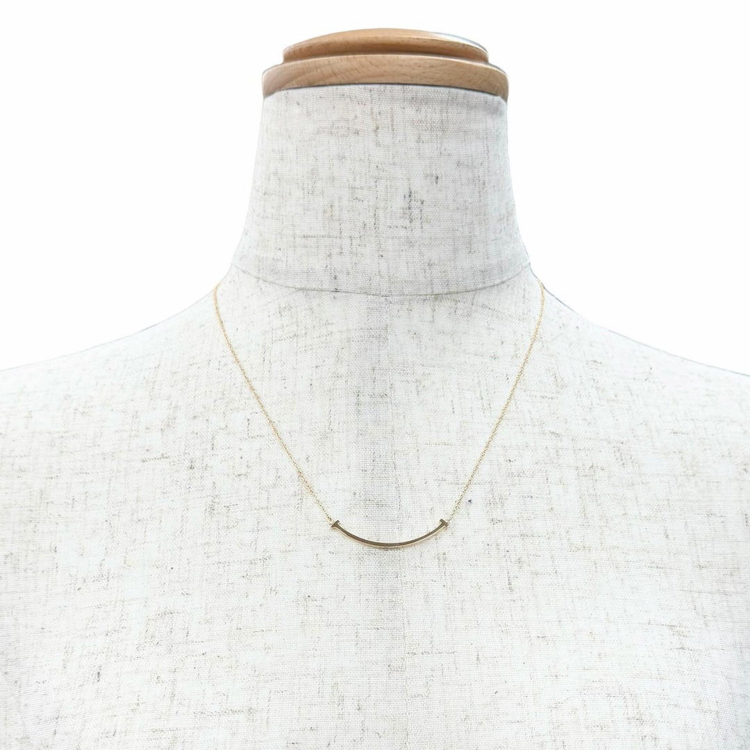 Excellent TIFFANY&Co. Necklace T Smile Small Pendant Pink gold 18K Women
