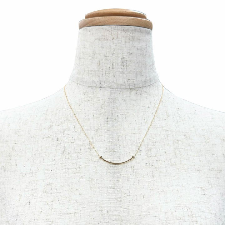 Excellent TIFFANY&Co. Necklace T Smile Small Pendant Pink gold 18K Women