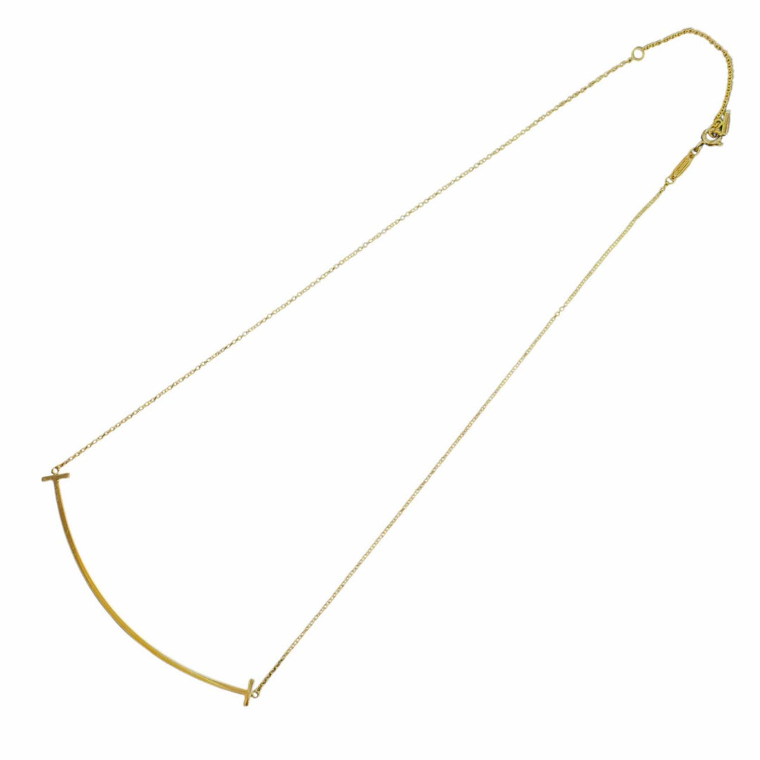 Excellent TIFFANY&Co. Necklace T Smile Pendant Yellow Gold 18K Women