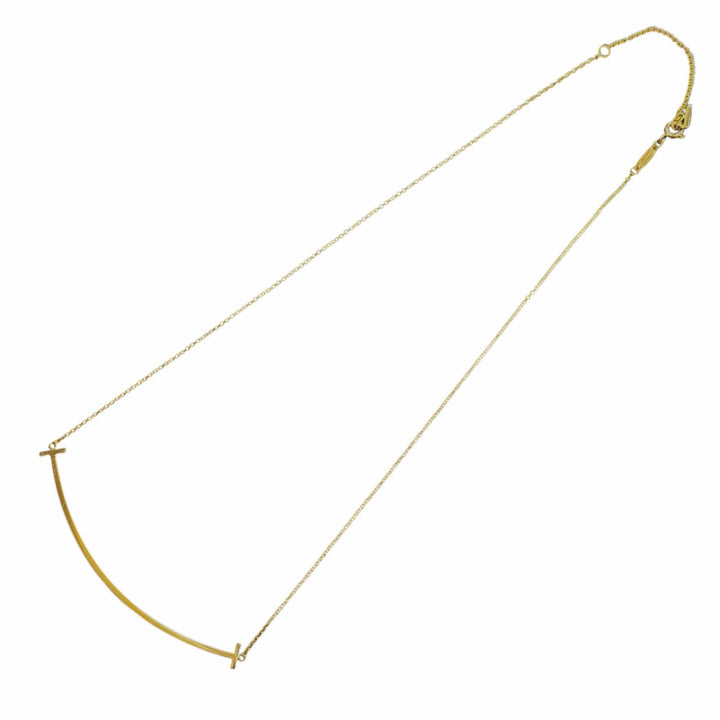 Excellent TIFFANY&Co. Necklace T Smile Pendant Yellow Gold 18K Women