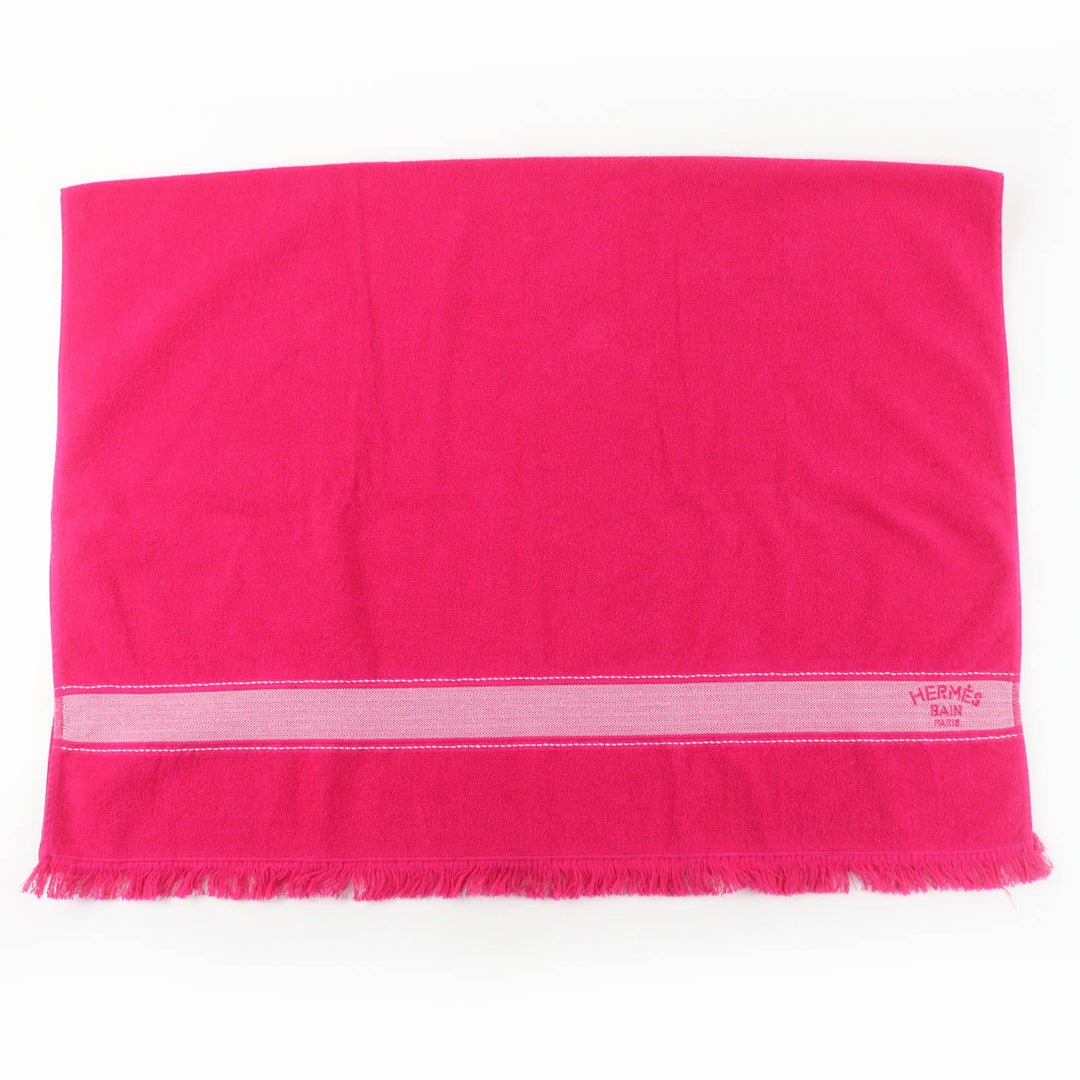 Pristine HERMES towel Beach Towel Yachting PM Large size with fringe pink cotton