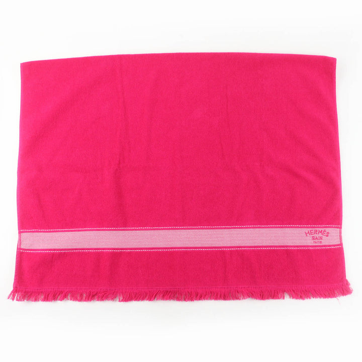 Pristine HERMES towel Beach Towel Yachting PM Large size with fringe pink cotton