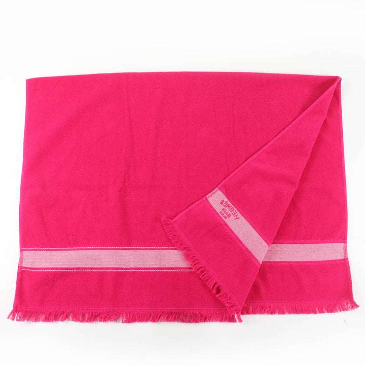 Pristine HERMES towel Beach Towel Yachting PM Large size with fringe pink cotton