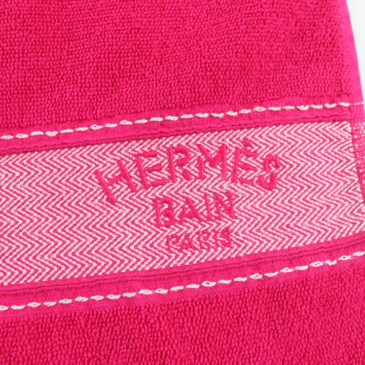 Pristine HERMES towel Beach Towel Yachting PM Large size with fringe pink cotton