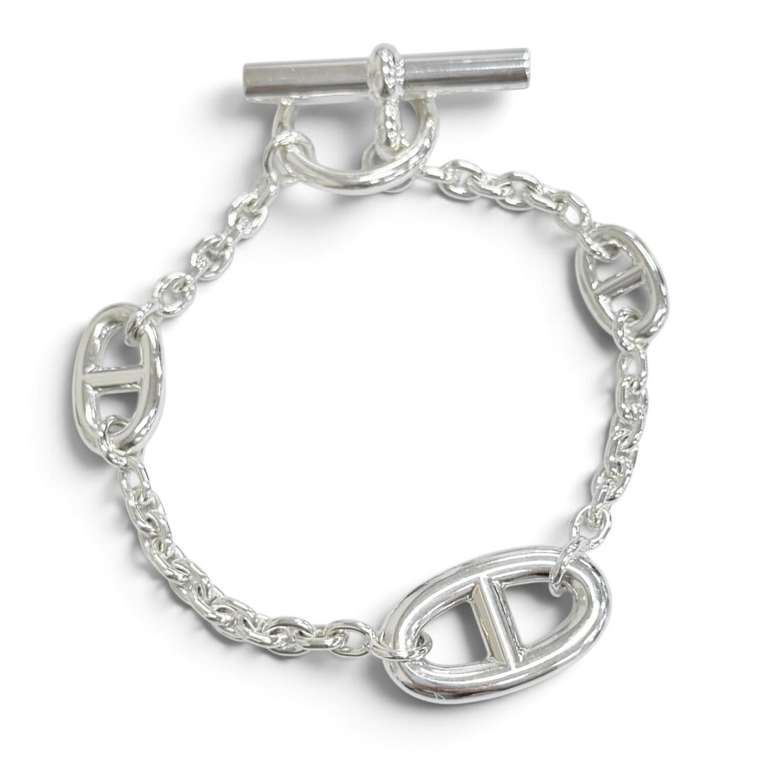 Excellent HERMES Chaine d'Ancre Farandole Bracelet LG Silver AG925 Women