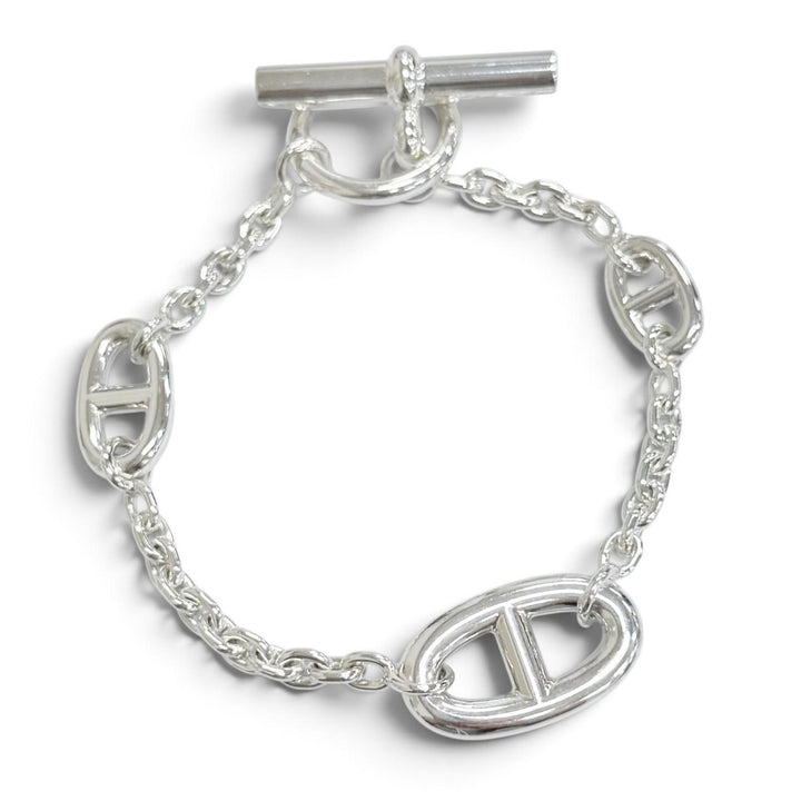 Excellent HERMES Chaine d'Ancre Farandole Bracelet LG Silver AG925 Women