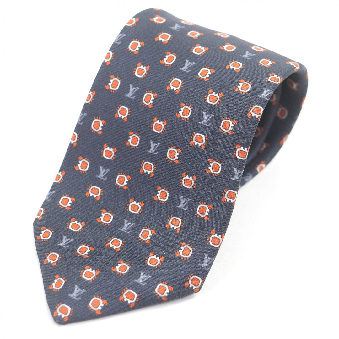 Excellent LOUIS VUITTON tie Cravate Monogram Club Navy silk mens M94827