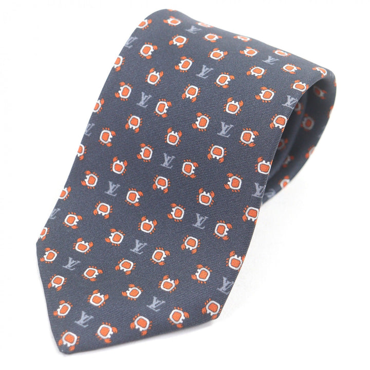 Excellent LOUIS VUITTON tie Cravate Monogram Club Navy silk mens M94827