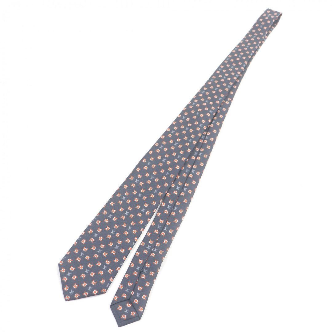 Excellent LOUIS VUITTON tie Cravate Monogram Club Navy silk mens M94827