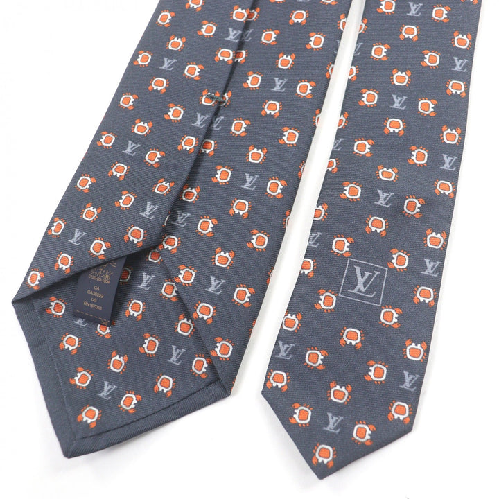 Excellent LOUIS VUITTON tie Cravate Monogram Club Navy silk mens M94827