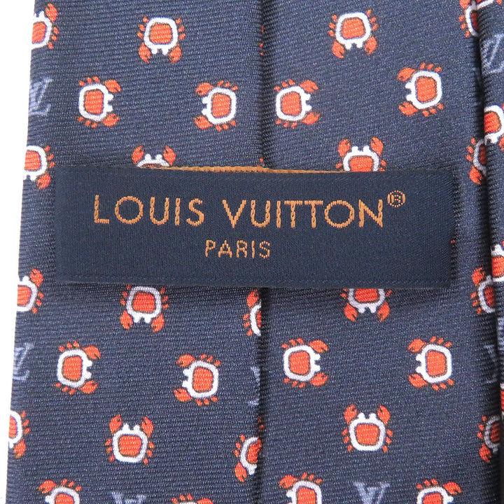 Excellent LOUIS VUITTON tie Cravate Monogram Club Navy silk mens M94827