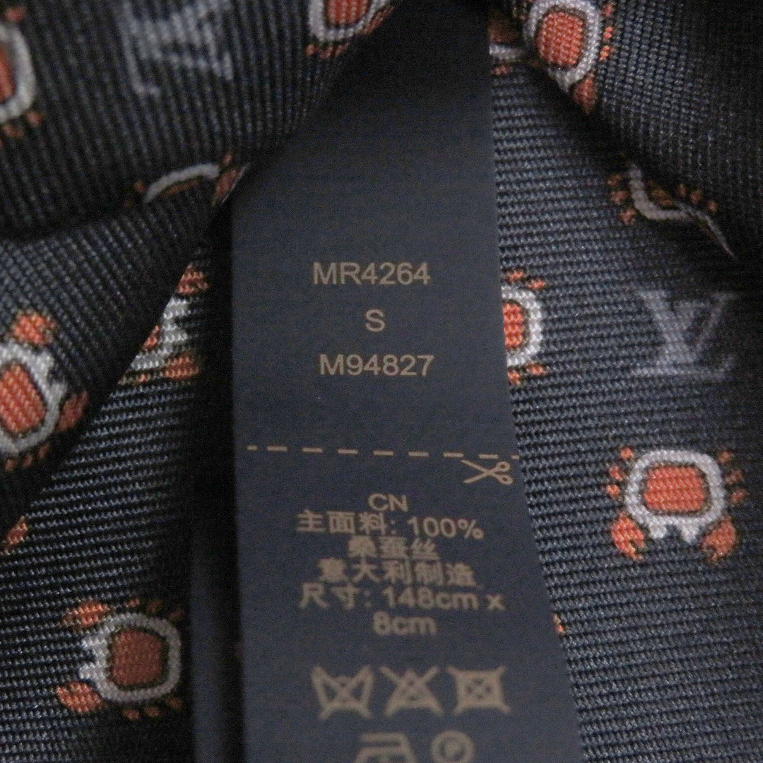 Excellent LOUIS VUITTON tie Cravate Monogram Club Navy silk mens M94827