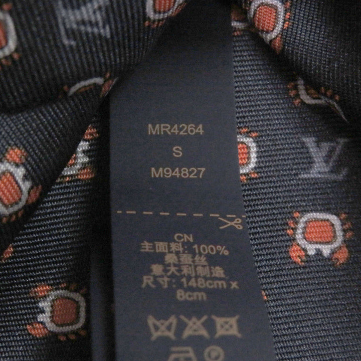 Excellent LOUIS VUITTON tie Cravate Monogram Club Navy silk mens M94827
