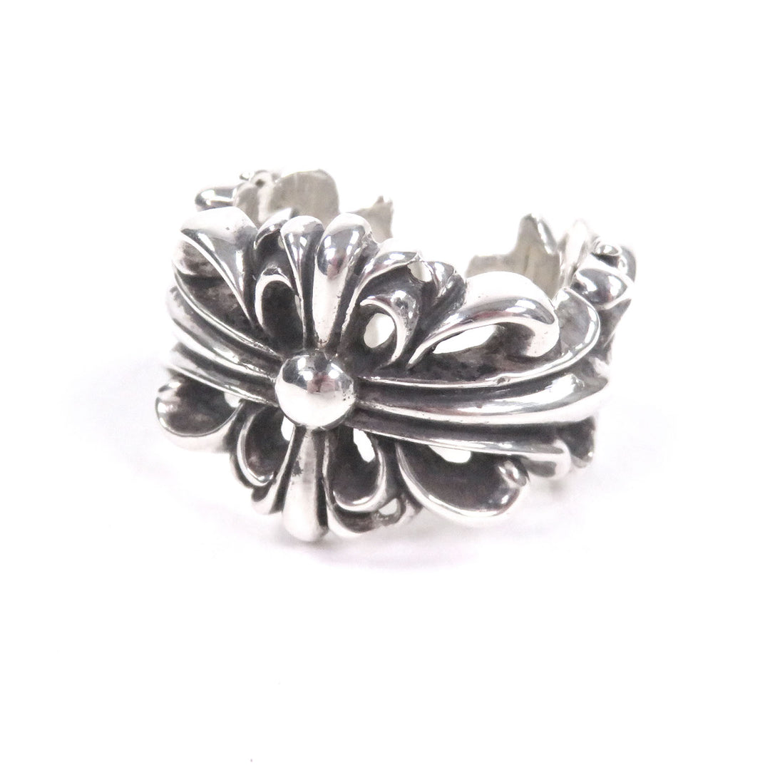 Great CHROME HEARTS Ring DBL FLRL CRS Double floral cross Silver SV925 mens