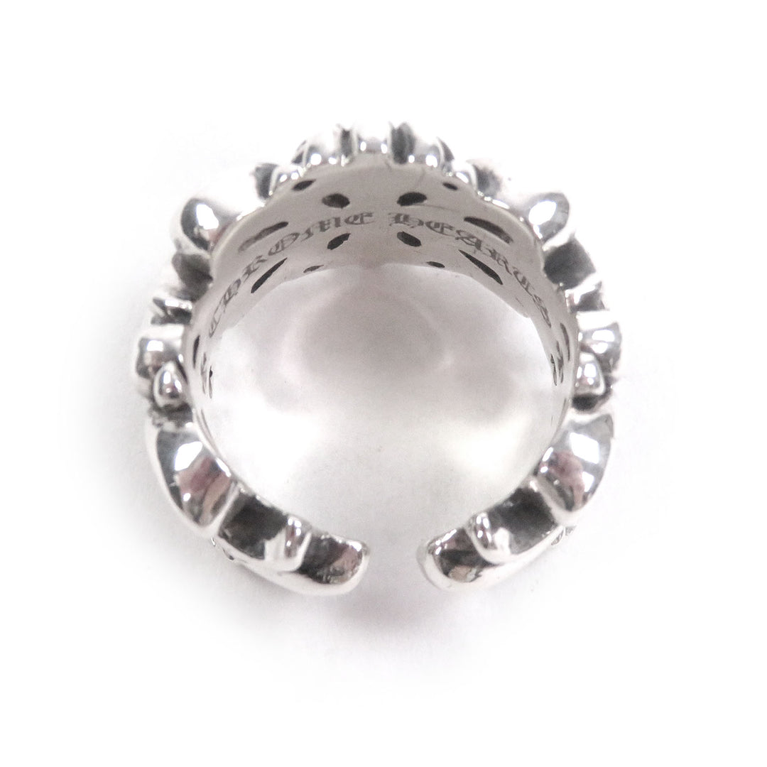 Great CHROME HEARTS Ring DBL FLRL CRS Double floral cross Silver SV925 mens