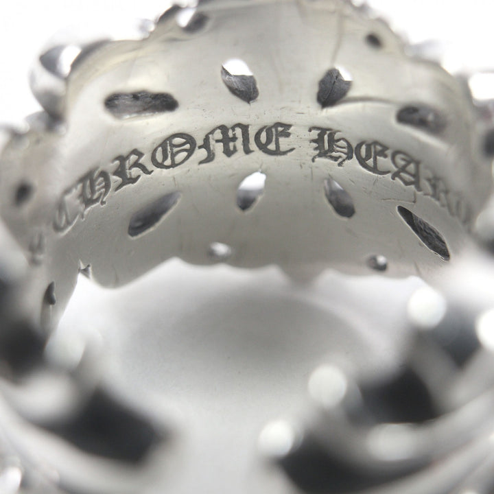 Great CHROME HEARTS Ring DBL FLRL CRS Double floral cross Silver SV925 mens