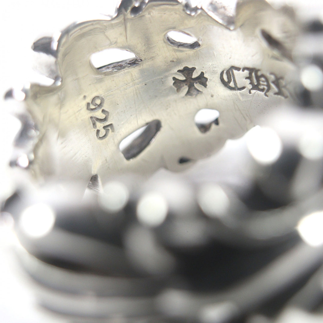 Great CHROME HEARTS Ring DBL FLRL CRS Double floral cross Silver SV925 mens