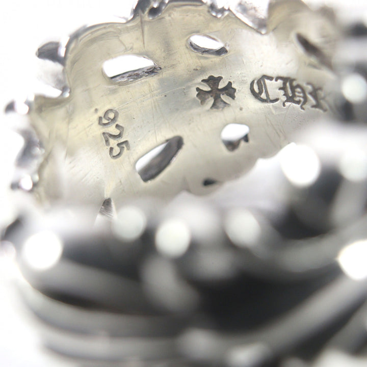 Great CHROME HEARTS Ring DBL FLRL CRS Double floral cross Silver SV925 mens