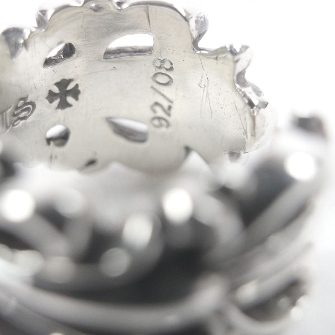 Great CHROME HEARTS Ring DBL FLRL CRS Double floral cross Silver SV925 mens