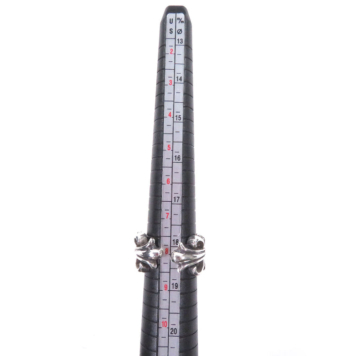 Great CHROME HEARTS Ring DBL FLRL CRS Double floral cross Silver SV925 mens
