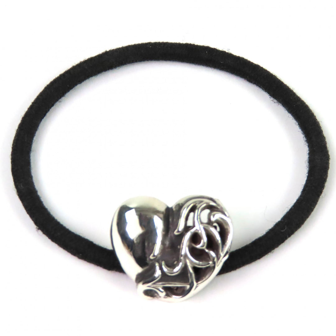 Great CHROME HEARTS hair accessory Heart motif concho button hair tie Silver 925