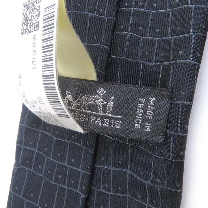 新品 エルメス ネクタイ SOIE LOURDE 7CM LOOK LIKE オーバーオールハンドル ネイビー シルク 339009T